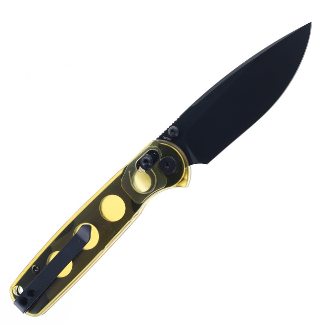 WIXCO Drax Folding Knife Yellow Ultem Handle 14C28N Plain Black
