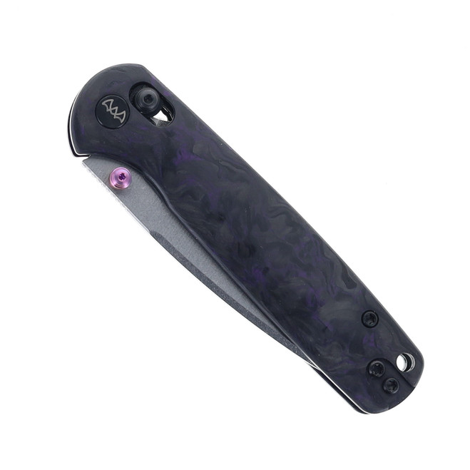 WIXCO Folding Knife Purple Shredded Carbon Fiber Handle 14C28N