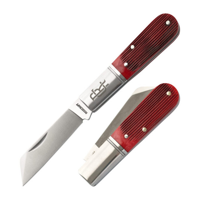 RoseCraft Blades Beaver Creek Folding Knife Barlow Red Barnboard