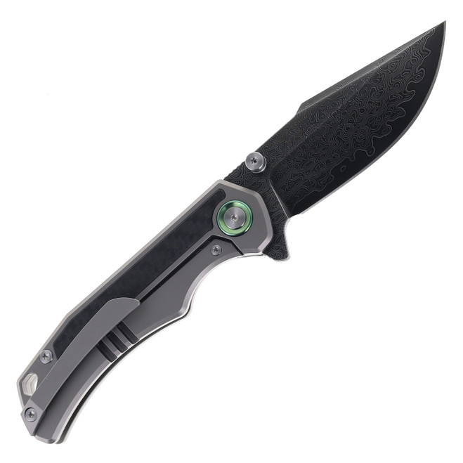 SixLeaf Folding Knife Titanium/Carbon Fiber Handle Damascus-VG10