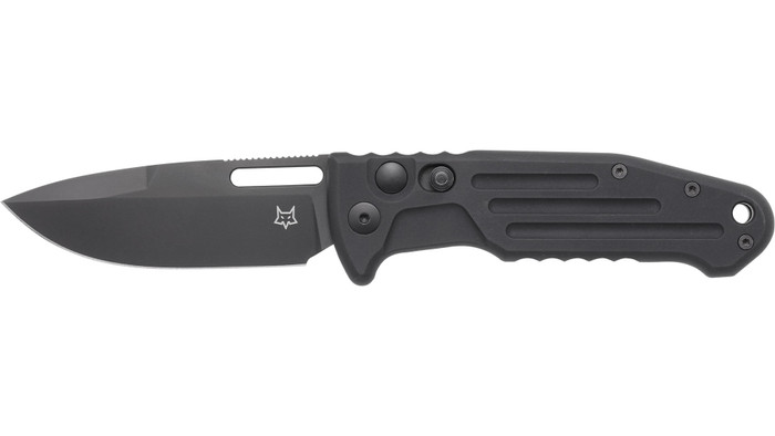 Fox New Smarty Automatic Knife Black Aluminum Handle N690 Plain Edge Black PVD Blade FA-503SP B