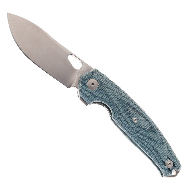 GiantMouse Folding Knife Denim Micarta Handle Elmax Plain Edge Stonewash Finish JAGT-DENIM