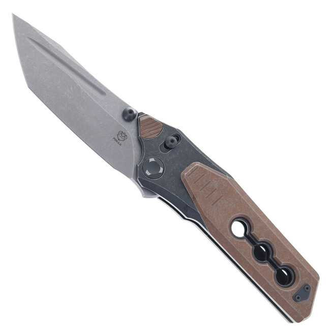 Poikilo Task Folding Knife Brown/Black Titanium Handle M398 Plain Edge TAS-CYBERKUZA-S2-B (With Holes)