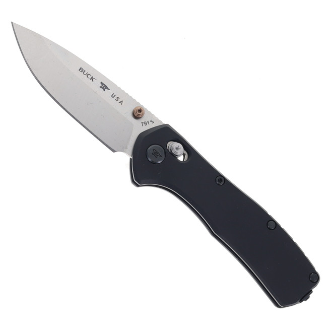 Buck Folding Knife Black Aluminum Handle Magnacut Drop Point Plain Edge Satin Finish 0791BKS