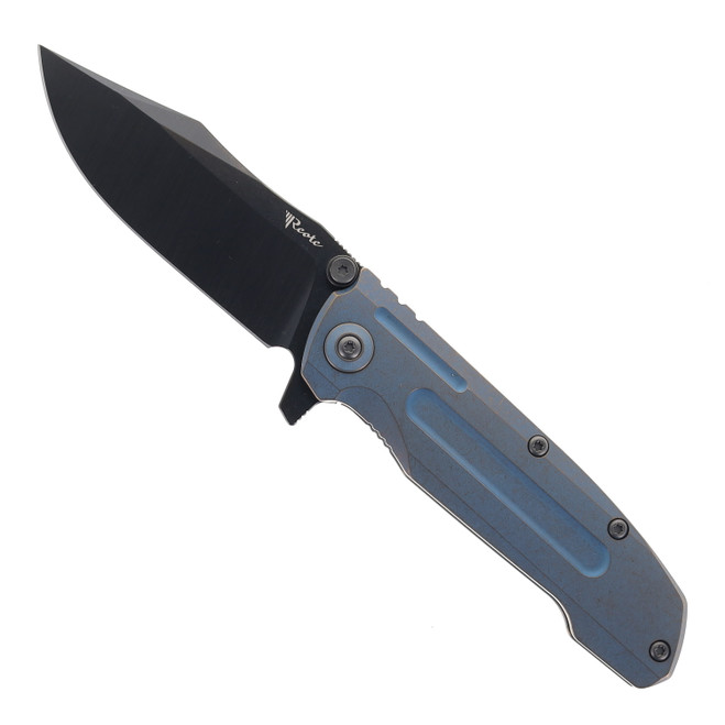 Reate 9D-V2 Folding Knife Bronze/Blue Titanium Handle Black 154CM Blade