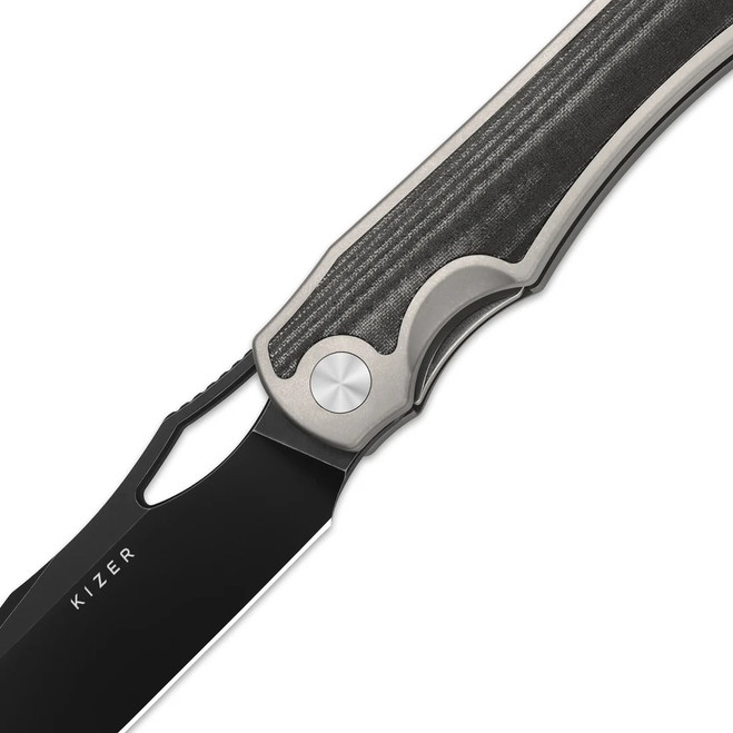 Kizer Allure Folding Knife Silver/Black Norplex UltreX Micarta