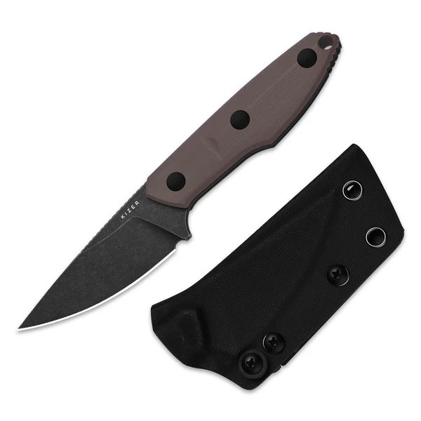 Kizer Splinter Fixed Blade Knife Brown G10 Handle AEB-L Drop Point