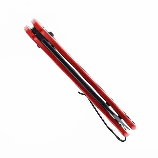 Defcon Folding Knife Red Aluminum Handle 14C28N Reverse Tanto