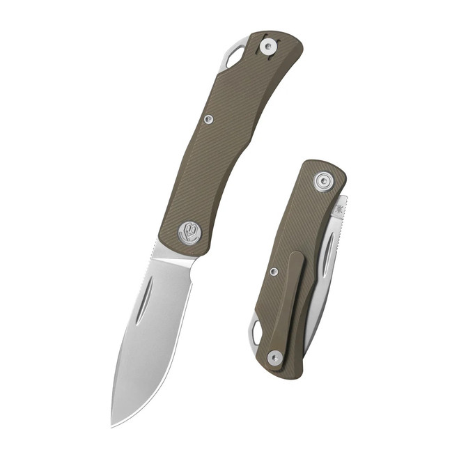 KB Knives El Dorado Folding Knife Bronze Ano Titanium Handle M390 Clip Point Pain Edge Silver Beadblast Finish KB469D