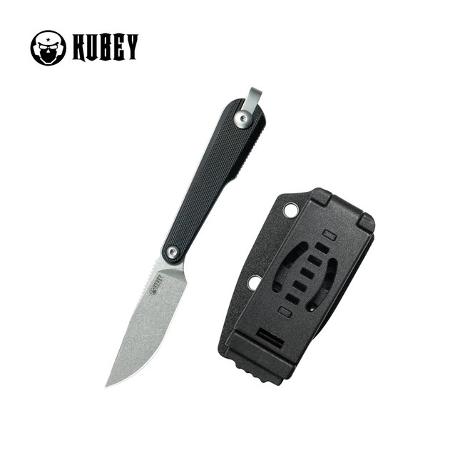 Kubey YAG Fixed Blade Knife Black G10 Handle 14C28N Drop Point Plain Edge Beadblast Finish KU451A