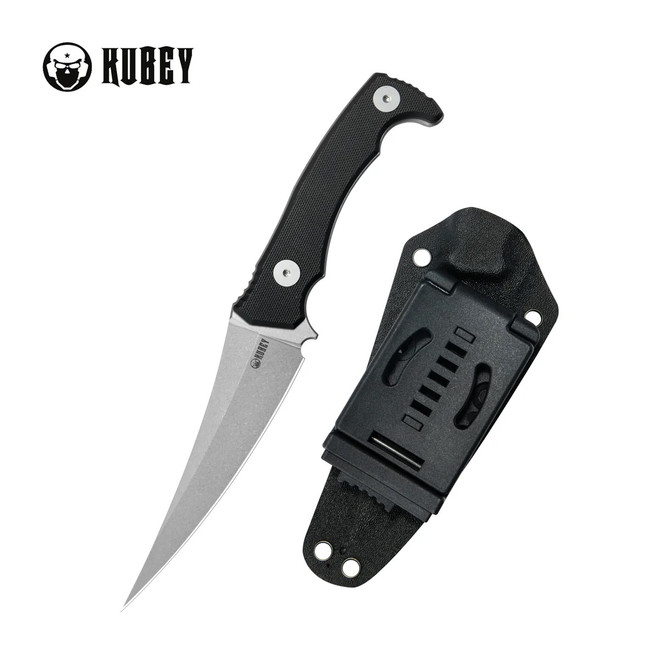 Kubey Sicarii Fixed Blade Knife Black G10 Handle 14C28N Skinner Plain Edge Beadblast Finish KU477A