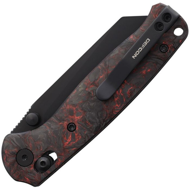 ディフェンスⅡ バタフライ 黒 Q4 厚 赤 コバルトα Defcon Artifact Axis Lock Folding Knife Black and Red Carbon Fiber