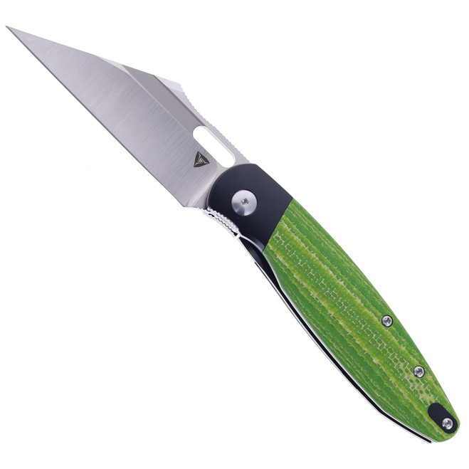 Klaken Knives Lancet Folding Knife Green G10 Handle 14C28N Plain Black Blade J335-Lancet-Green/Black