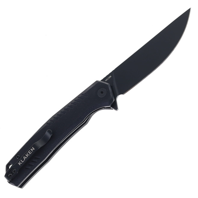 Klaken Knives Flint Folding Knife Black G10 Handle 14C28N Plain