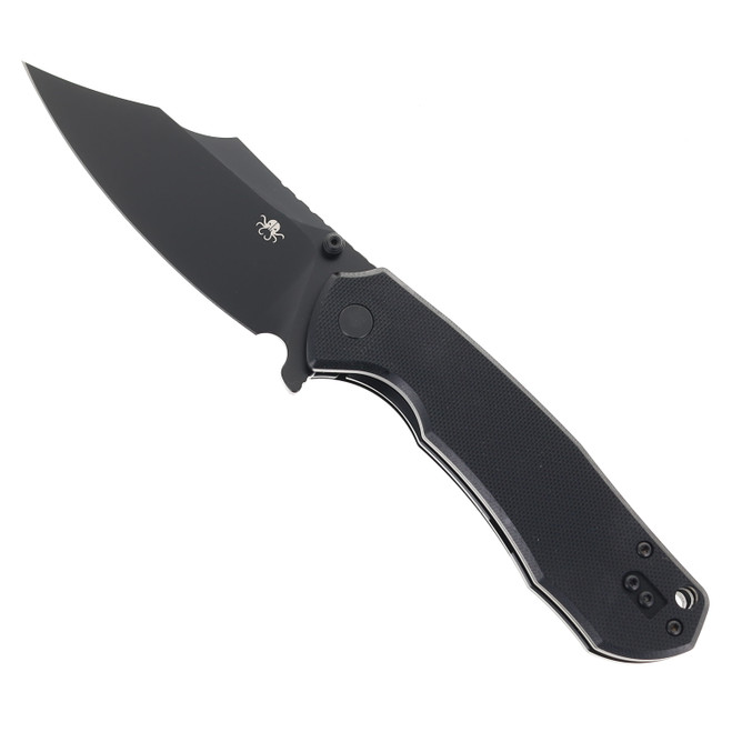Klaken Knives Specter Folding Knife Black G10 Handle D2 Plain Black Blade K01-Specter-Black