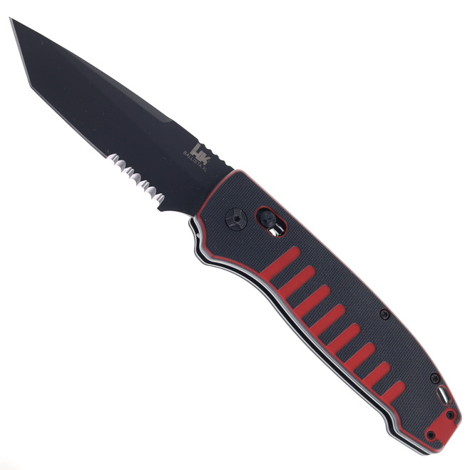 HK Heckler & Koch Ballista XL Automatic Knife Red/Black G10 Handle Part Serrated S30V Blade 54540