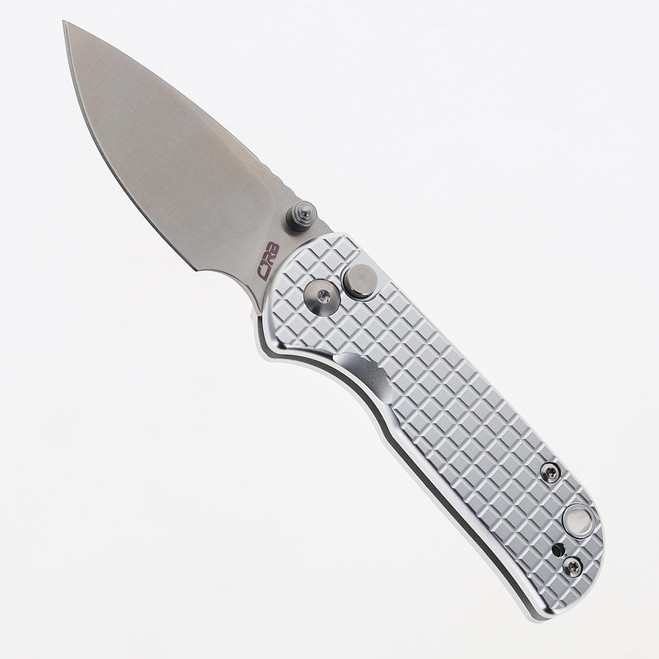 (From Collection) WMK Exclusive CJRB Mica Mini Pyrite Frag Pattern Button Lock Pocket Knife Aluminum Handle AR-RPM9 J1934-AL