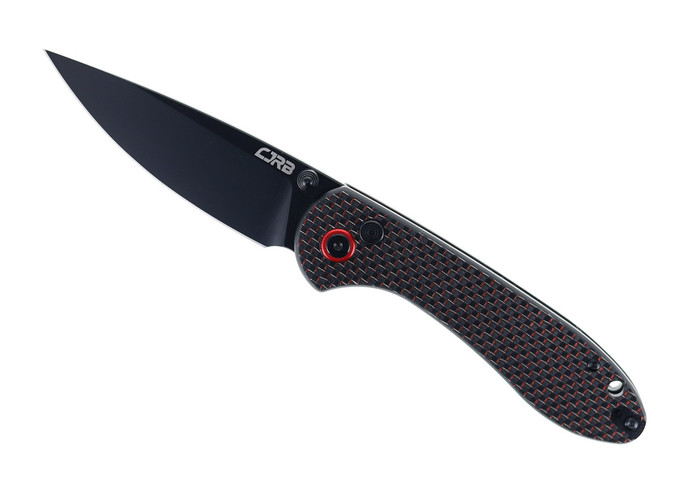 (From collection) WMK Exclusive BUTTON Lock CJRB FELDSPAR Folding Knife Black & Red Carbon Fiber Handle AR-RPM9 DLC Coated plain Edge J1912-BBRC