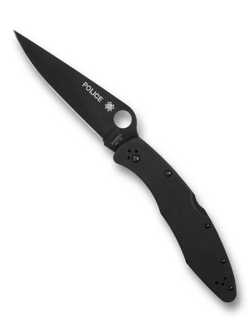 Spyderco Police Folding Knife Lock Back Black Stainless Handle