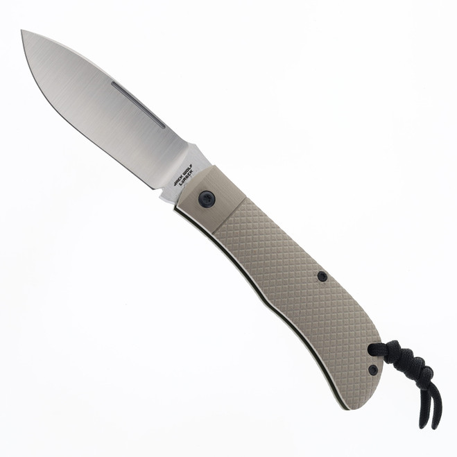 Jack Wolf Ultralight Series Timber Jack Folding Knife FDE G10 Cross Hatch Handle 154CM Plain Edge TIMBE-01-G10-FDE-CH