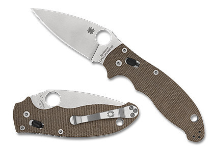 (Customized) Spyderco Manix 2 Folding Knife Brown Canvas Micarta Handle CRU-WEAR 101MPCW2