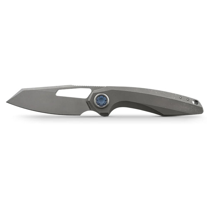 Vosteed Thunderbeast Folding Knife Dim Gray Titanium Handle M390 Reverse Tanto Plain Edge A4302