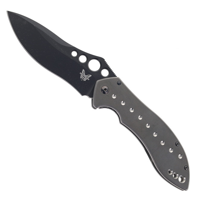 (No Box-USED) Benchmade Skirmish Folding Knife Gray Titanium Handle Black S30V Blade 630BK