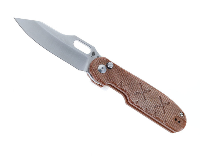(Prototype) WMK Exclusive Kizer Yue Cormorant Folding Knife Brown Canvas Micarta  Handle Sheepsfoot 3V Plain Edge KI4562E1