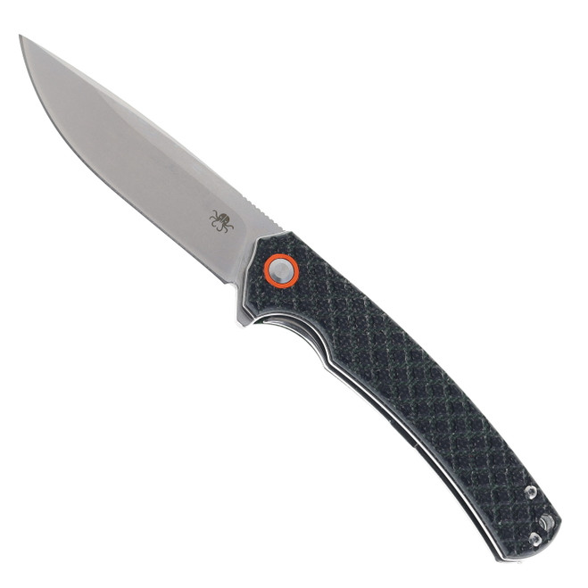 Klaken Knives Folding Knife Black Micarta Handle D2 Plain Edge Stonewash Finish J339-Valdur-Black