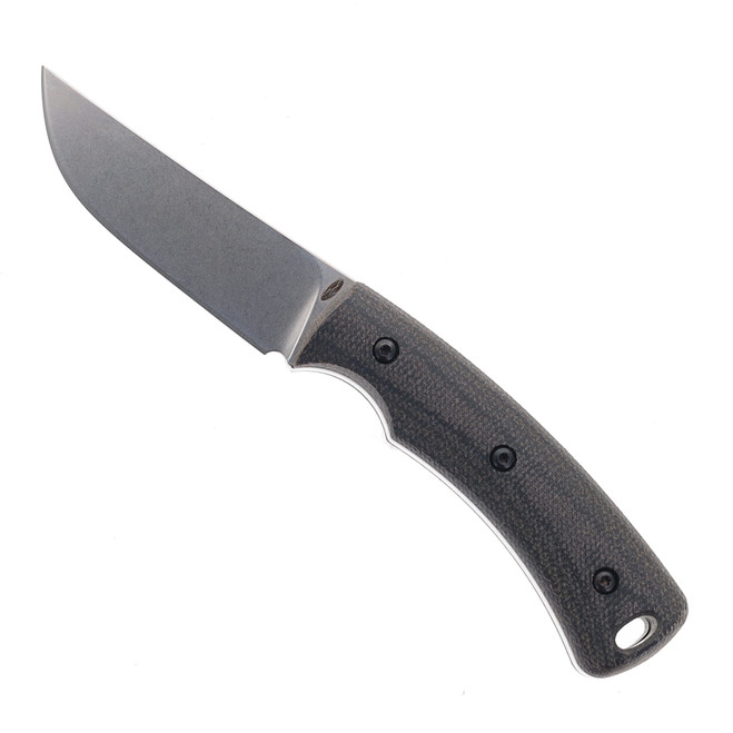 Three Rivers TagAlong Fixed Blade MagnaCut Blade Double Black Micarta Handle Taco Leather Sheath