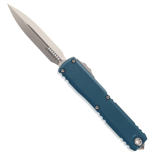 Microtech Ultratech Gen 4 Automatic Knife Stonewashed Double Edge M390MK Blade Deep Ocean Aluminum Handle 11224-10DO