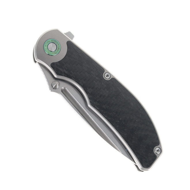 TwoSun Folding Knife 14C28N Stonewash Blade Titanium Carbon Fiber