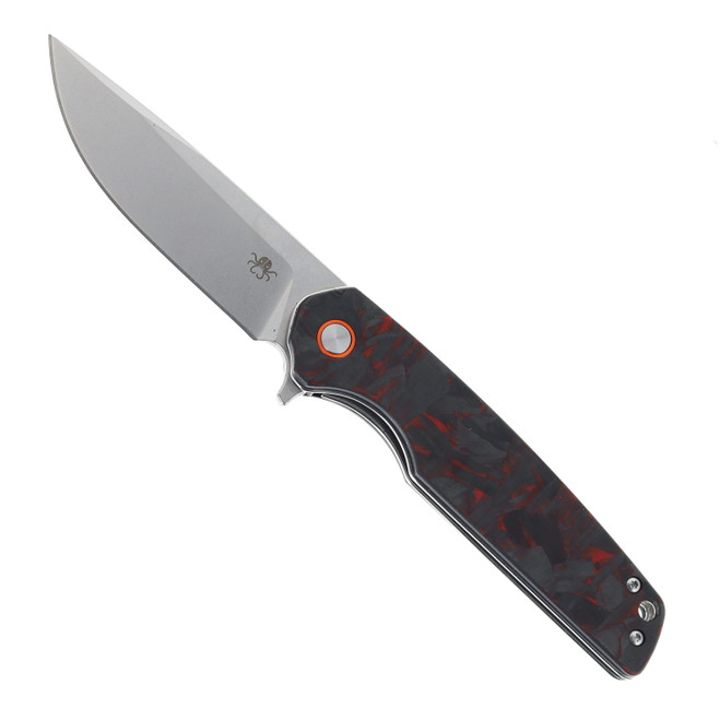 Klaken Warpath Folding Knife Crushed Carbon Fiber Handle D2 Plain Edge Stonewash Finish J354-Warpath