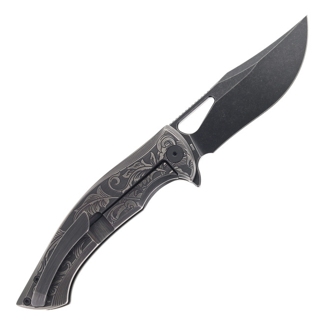 Klaken Folding Knife Black TA5 Titanium Handle M390 Plain Edge