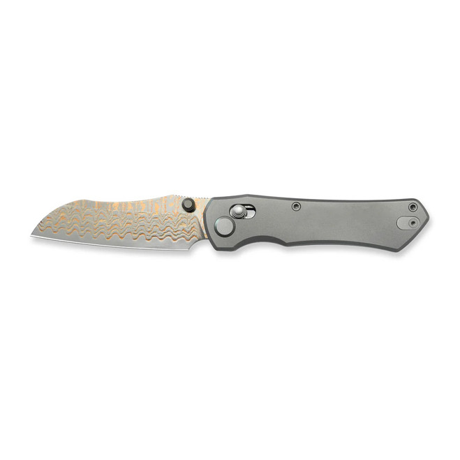 @@@ Geo Komodo Folding Knife Gray Titanium Handle Damascus/Copper Drop