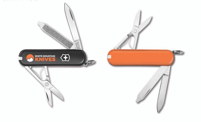 White Mountain Knives Victorinox Classic Black & Orange Pocket Knife Multi Tool 