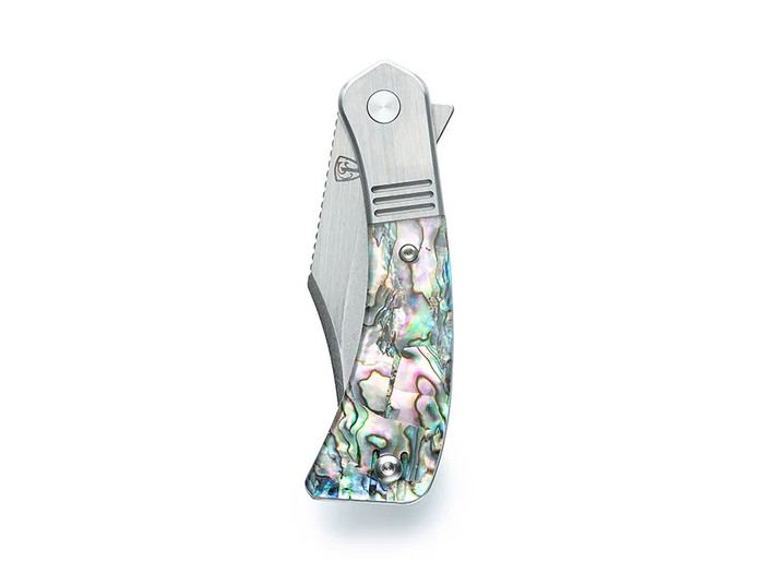 Finch Snub Nose Folding Knife Abalone Handle 154CM Plain Edge