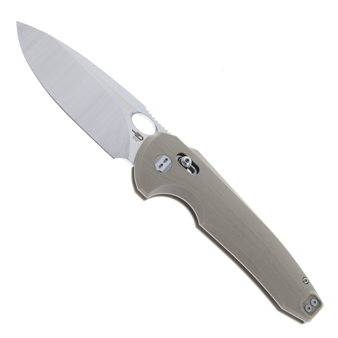 Bestech Noctar Folding Knife Tan G10 Handle 14C28N Drop Point Plain Edge Satin Finish BG66C