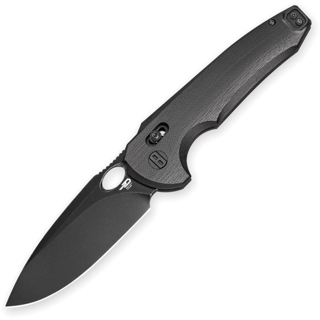 Bestech Noctar Folding Knife Black G10 Handle 14C28N Drop Point Plain Edge Black Stonewash Finish BG66H
