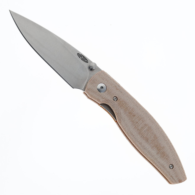 Three Rivers ATOM Linerlock Folding Knife Natural Micarta Handle MagnaCut Plain Edge DLR-ATM-MIC-3D