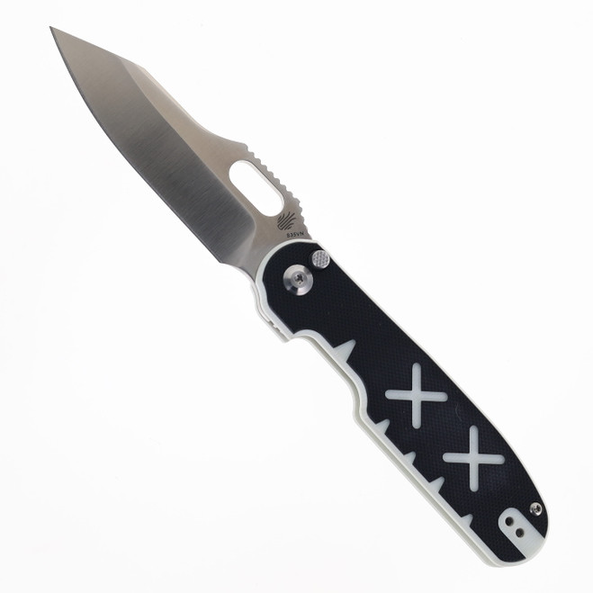 Kizer Cormorant Folding Knife Black/White G10 Handle S35VN Clip Point Plain Edge Satin Finish Ki4562A1