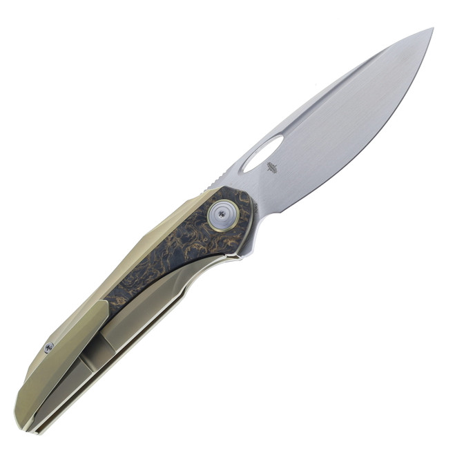 Bestech SENU Folding Knife Titanium/FatCarbon Handle S90V Plain