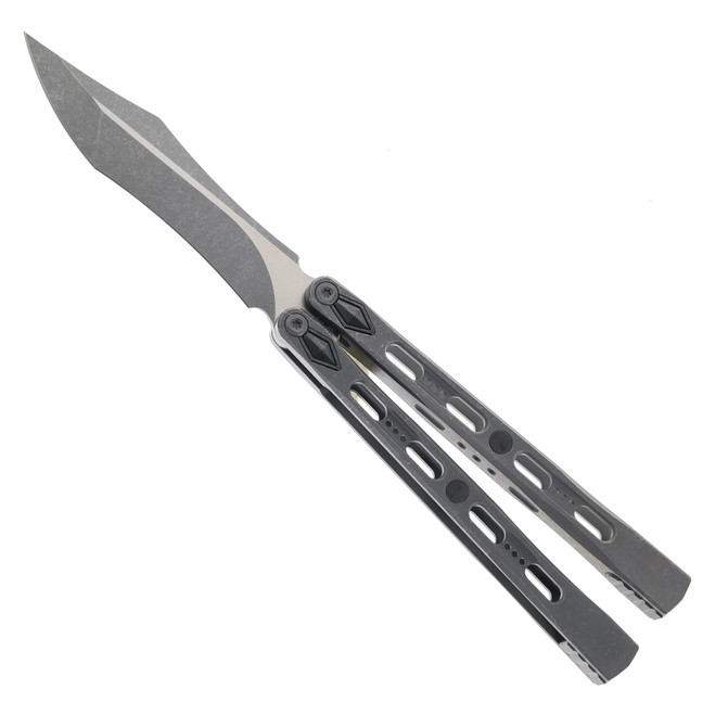 Poikilo Blade Dark Stonewash PM 1 V2 Tanto M390 Butterfly Knife