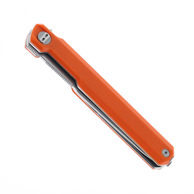 Bestech DUOZ Folding Knife Orange G10 Handle 14C28N Plain Edge