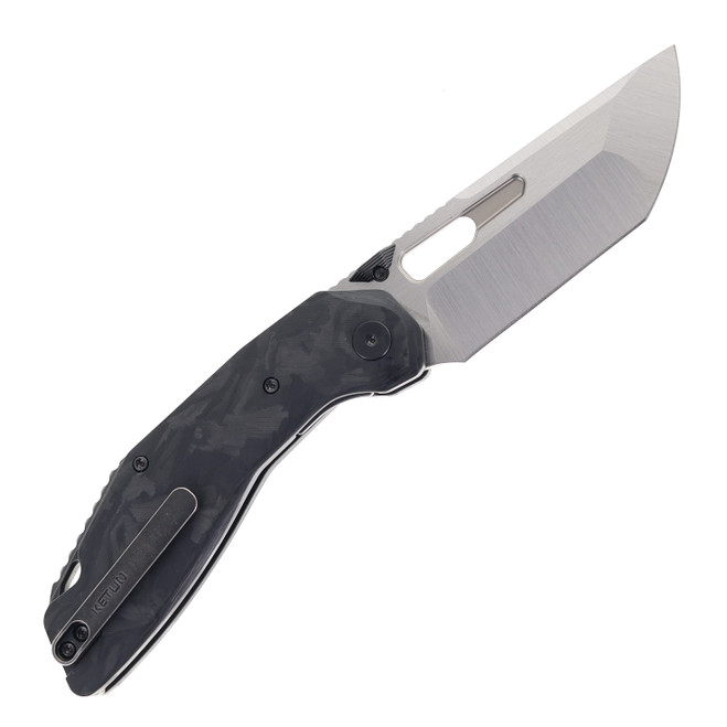 Ketuo Yakuza CF Folding Knife Black Marbled Carbon Fiber Handle