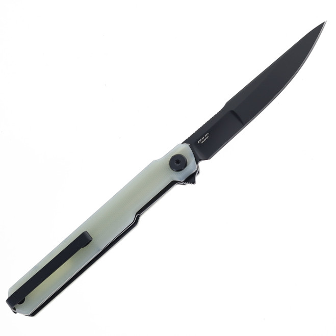 Bestech DUOZ Folding Knife Jade G10 Handle 14C28N Plain Edge Black PVD Finish BG65D