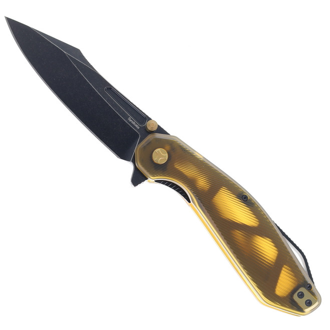 Ketuo Syndicate Folding Knife Yellow PEI Handle M390 Blade Black Stonewashed Blade