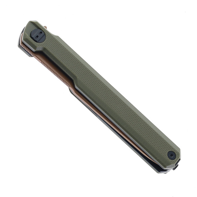 Bestech DUOZ Folding Knife OD Green G10 Handle 14C28N Plain Edge