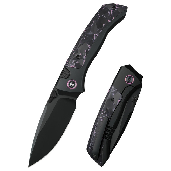 Remette RT-Steed Folding Knife Purple Carbon Fiber & Black Titanium Handle DLC M390 Blade RTWS-BY