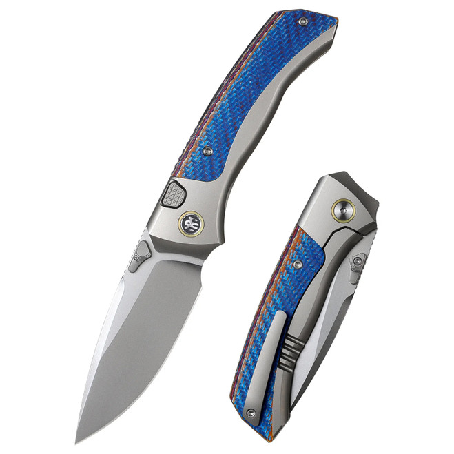 Remette RT-Steed Folding Knife Blue Twill Carbon Fiber & Titanium Handle M390 Blade RTWS-TC